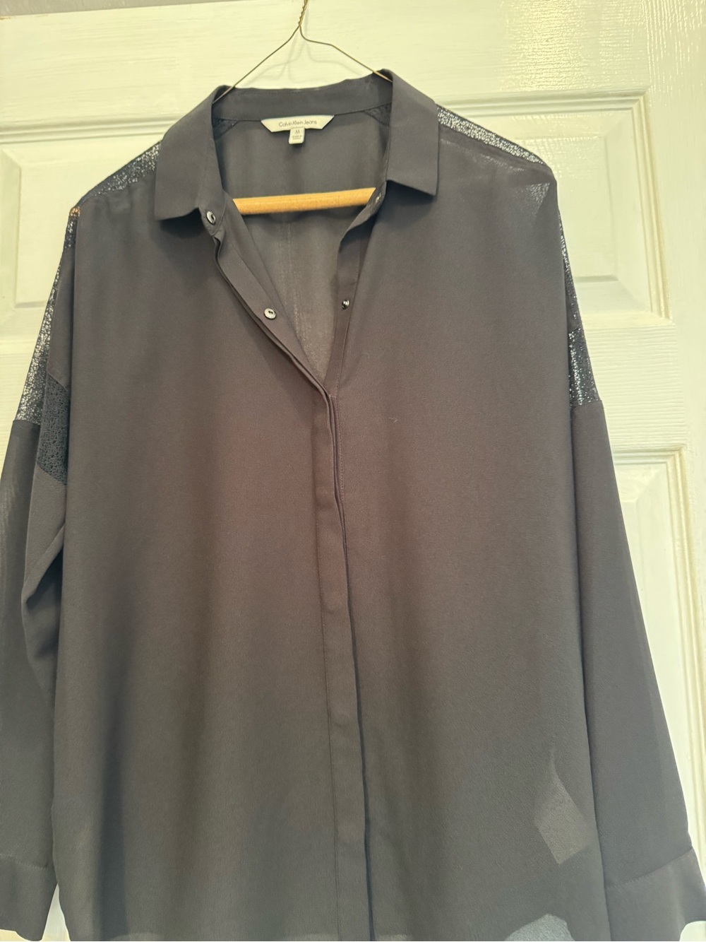 Calvin Klein Womens Black Button-Front Shirt